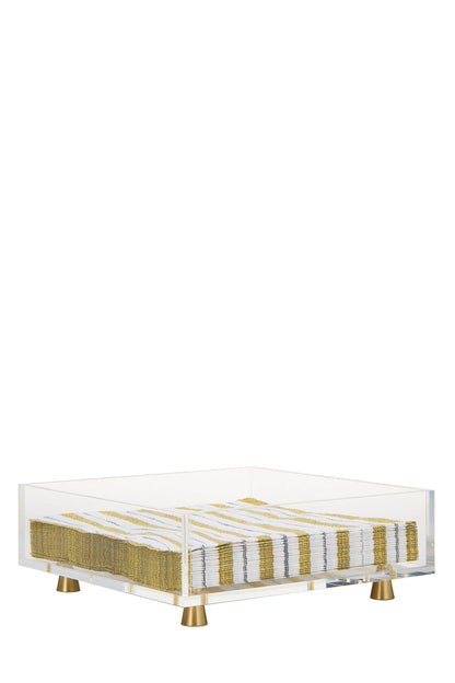 Krifts Products - Acrylic  Square Napkin Holder on Gold Legs: Gold