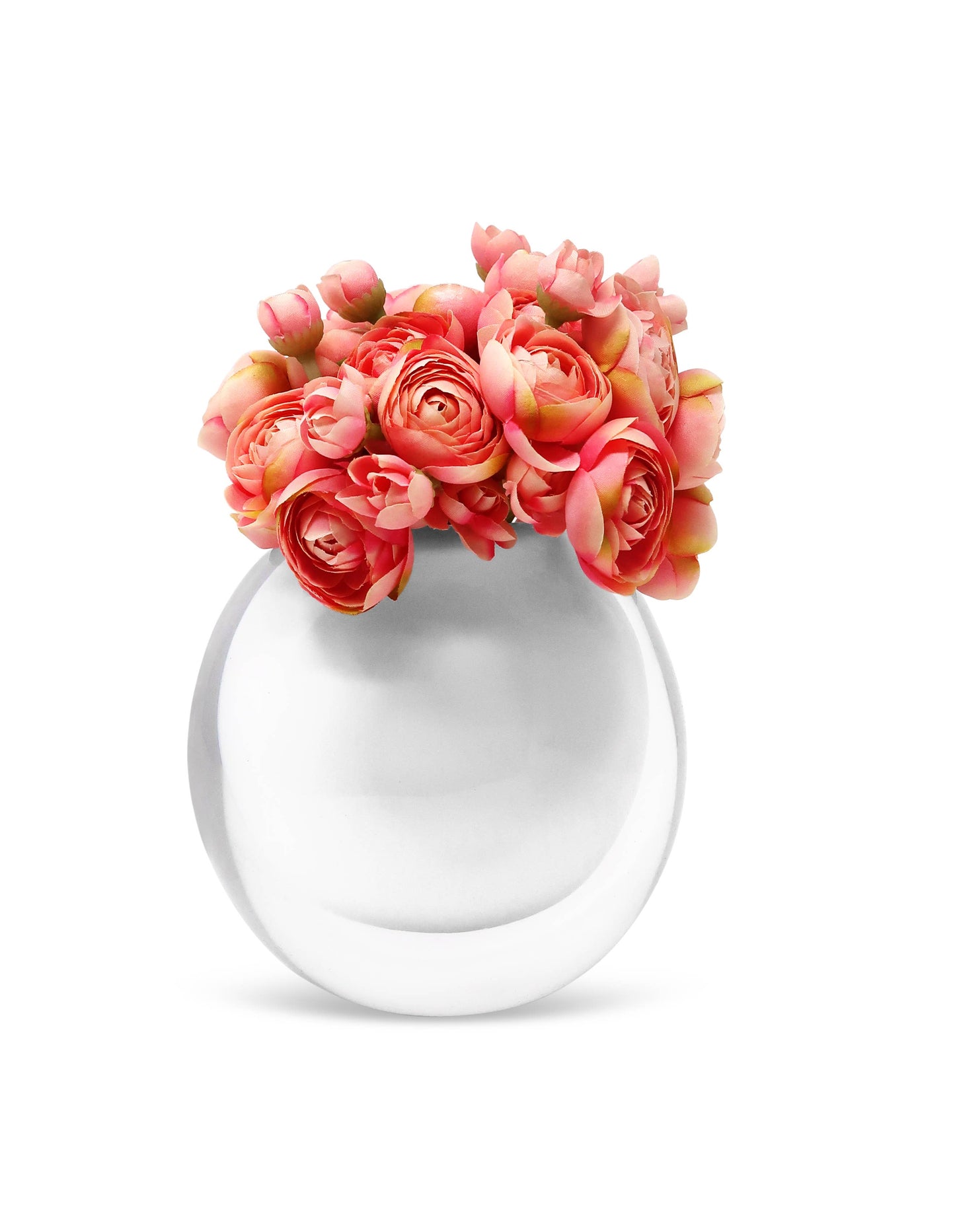 VIVIENCE - Double Wall, Inlay Glass Vase with Pink Flowers
