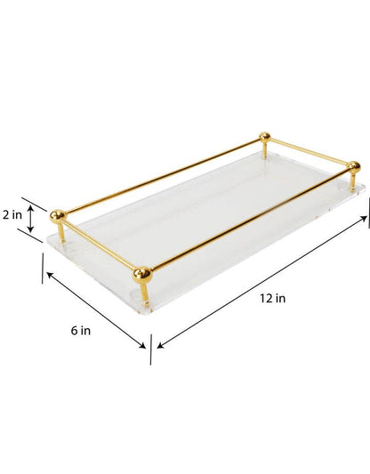 DesignStyles Home - Simply Brilliant Acrylic Tray with Golden Tubes