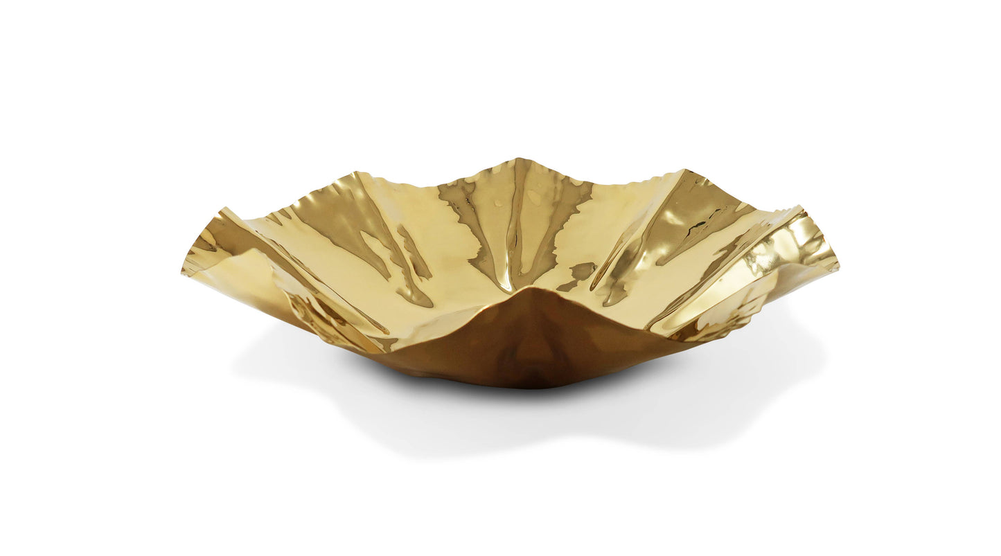 VIVIENCE - Gold Crushed Platter, 16.5"L