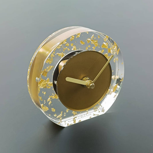 DesignStyles Home - Papyrus Acrylic Desk Clock with Gold Foil