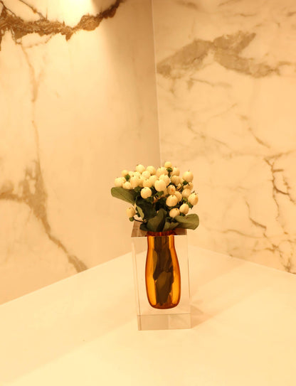 VIVIENCE - Double Wall Crystal Bud Vase Colored Inner