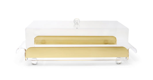 VIVIENCE - Rectangle Cake Tray with Dome, with Clear Ball Legs and Knob