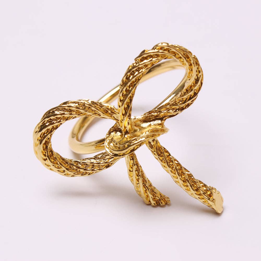 TAJ Designs 1 Rope Bow Gold Napkin Ring