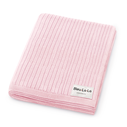 Bleu La La - 100% Luxury Organic Cotton Ribbed Baby Swaddle Blanket: Bluh Pink
