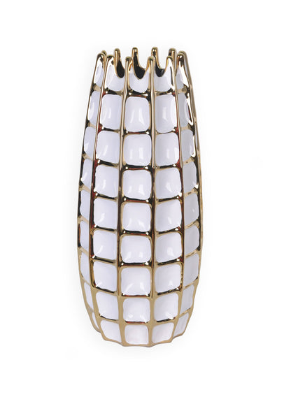 VIVIENCE - White Vase Gold Square Design
