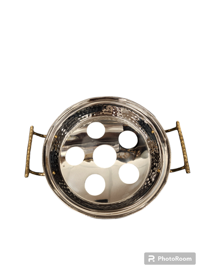 TAJ Designs Hammered Pan Holder With Gold Accent
