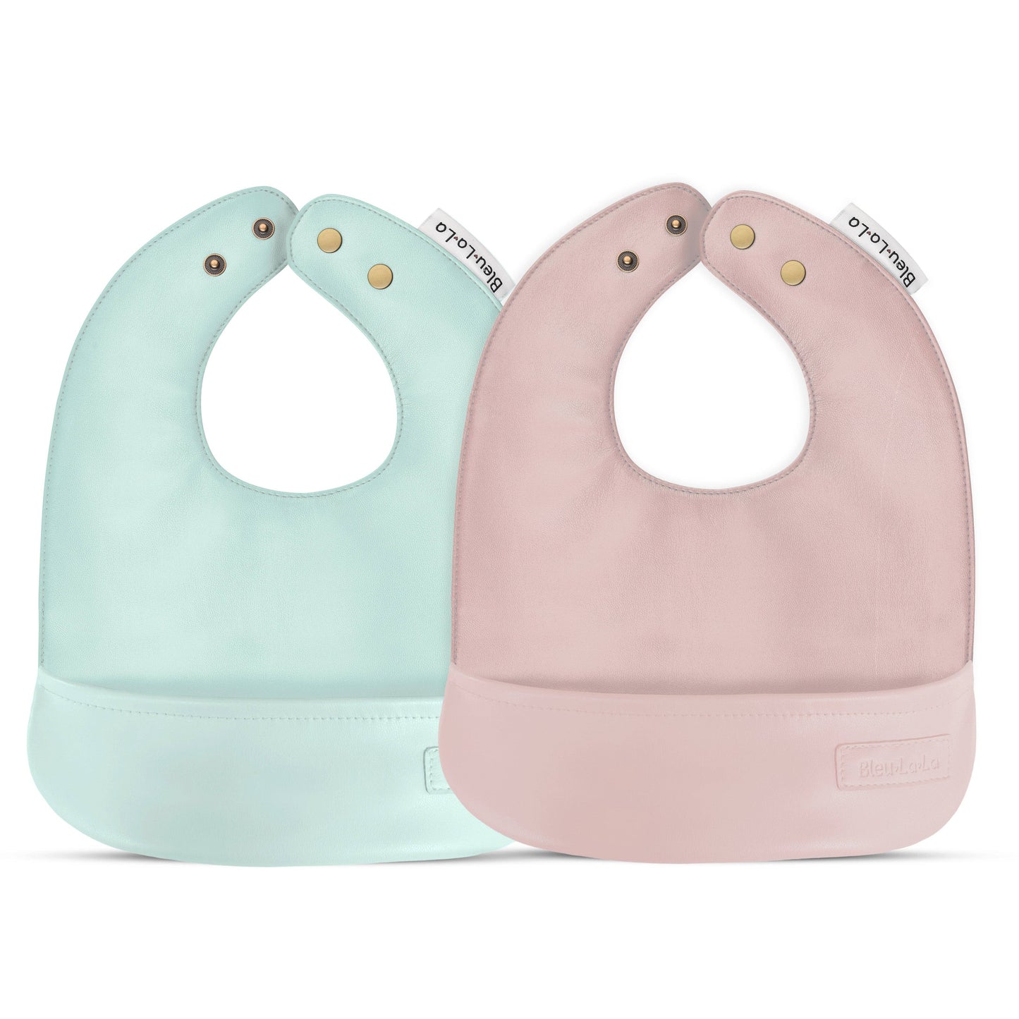 Bleu La La - Set of Soft Vegan Leather Easy Clean Bibs 0-12 Months: Muave & Ivory