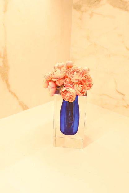 VIVIENCE - Double Wall Crystal Bud Vase Colored Inner