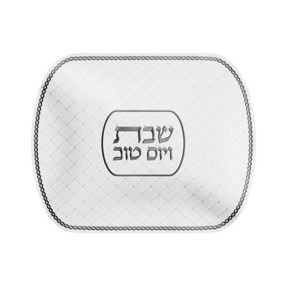 Feldart LLC - Woven Leatherite Challah Cover: Silver