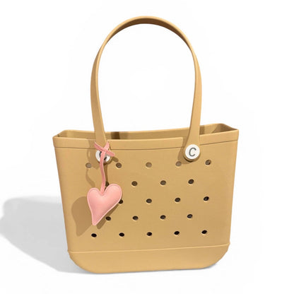 CrocBagg - Pink Faux Leather Heart Bag Keyring: Pink