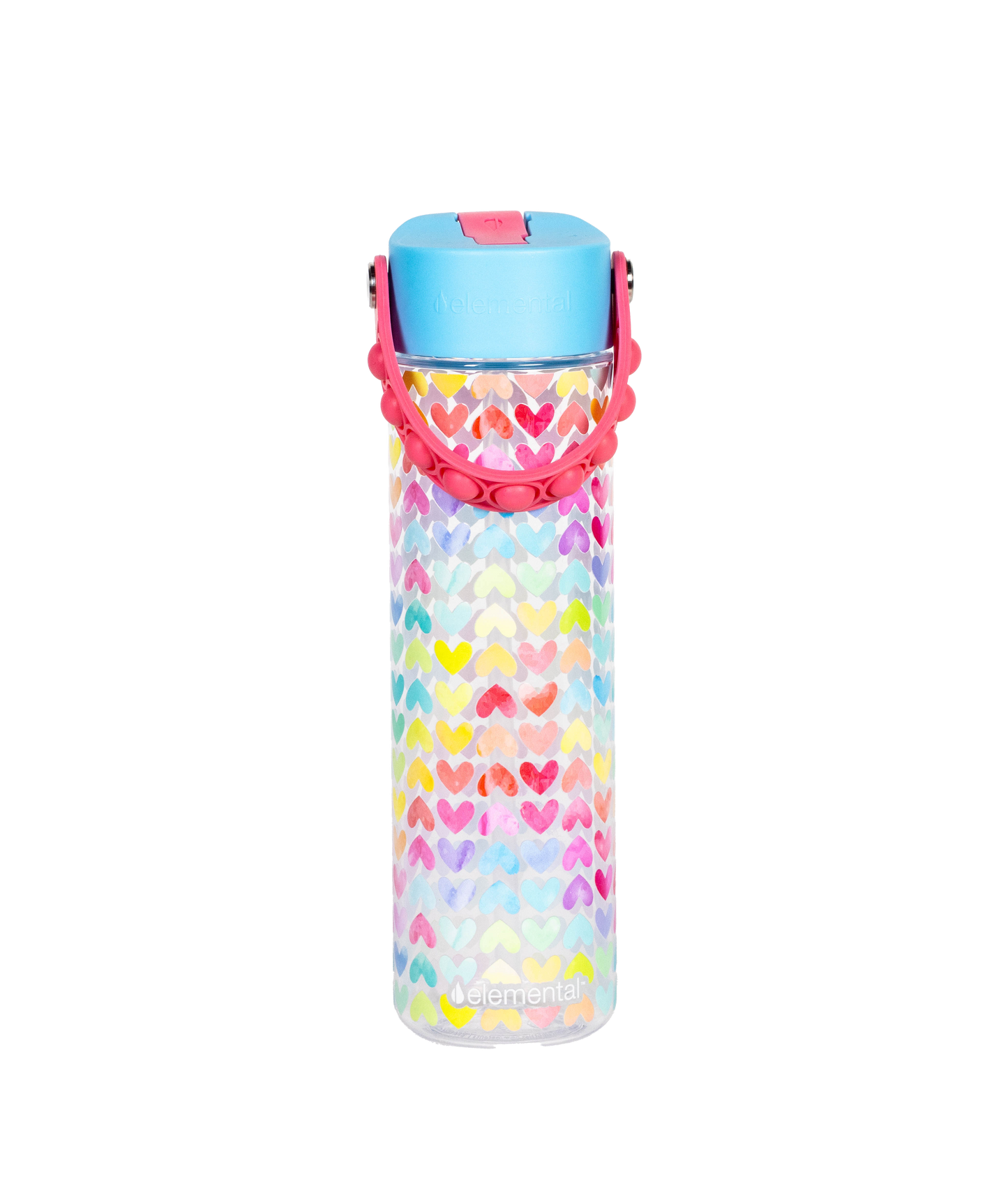 Elemental - Fidget Handle Kids Tritan Bottle 26oz Rainbow Heart