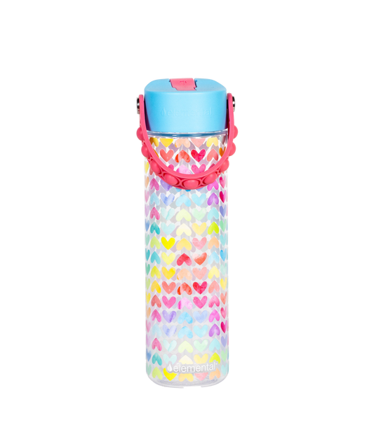 Elemental - Fidget Handle Kids Tritan Bottle 26oz Rainbow Heart