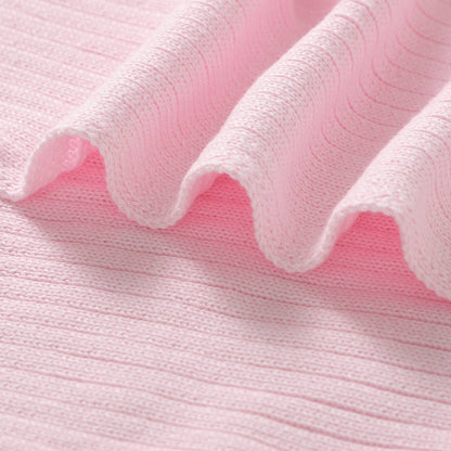 Bleu La La - 100% Luxury Organic Cotton Ribbed Baby Swaddle Blanket: Petal Pink