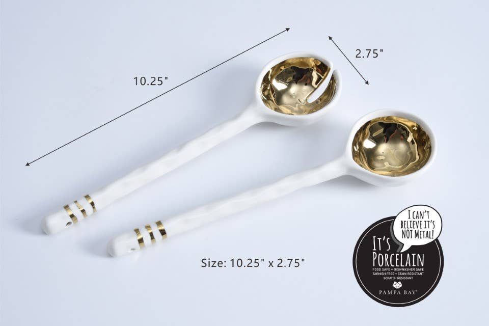 Pampa Bay - Porcelain Salad Server Set Gold
