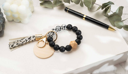 American Leather Goods - Keychain With Wristlet Bangle Bracelet, Keyring Bangle