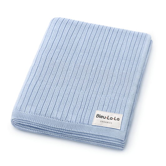 Bleu La La - 100% Luxury Organic Cotton Ribbed Baby Swaddle Blanket: Sky Blue