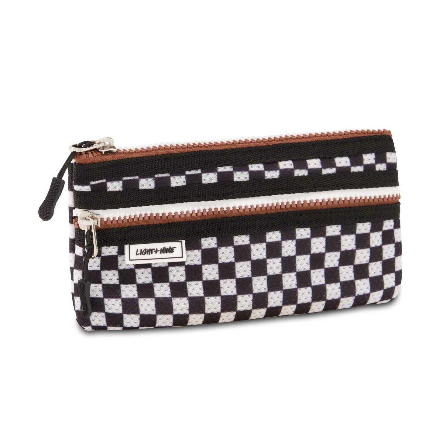 Light + Nine - Flat Pencil Pouch Checkered Black