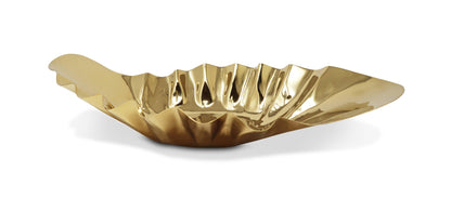 VIVIENCE - Gold Hammered Wavy Platter, 19.75"L