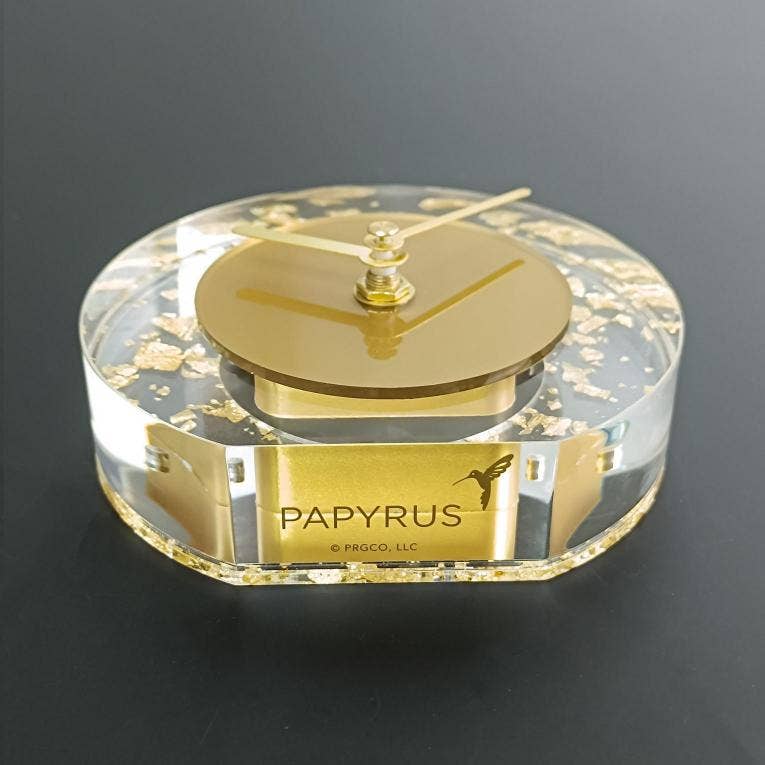 DesignStyles Home - Papyrus Acrylic Desk Clock with Gold Foil