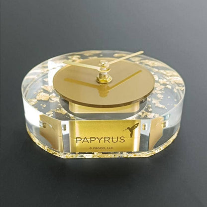 DesignStyles Home - Papyrus Acrylic Desk Clock with Gold Foil