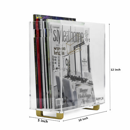 Krifts Products - Slim Magazine Holder Hand Crafted Acrylic: Gold