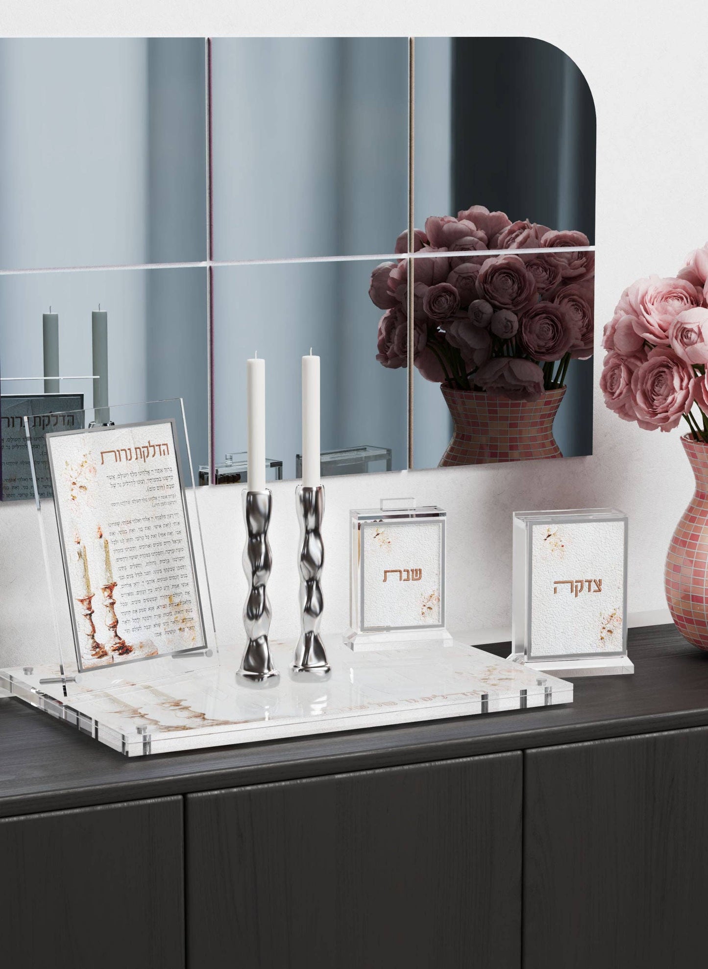 Feldart LLC - Leatherite Artwork Hadlakos Neiros Tray - Blush Rose