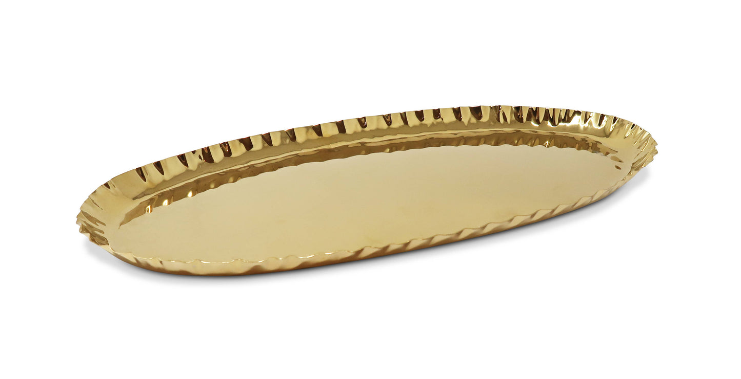 VIVIENCE - Stainless Steel Crushed Oblong Tray, 17.5"L
