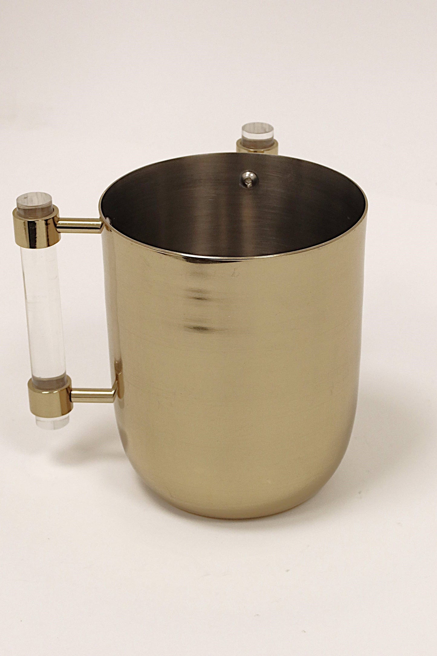 VIVIENCE - Metal Wash Cup Gold with Cylinder  Handles - 5.1"H: Silver/Clear Handles