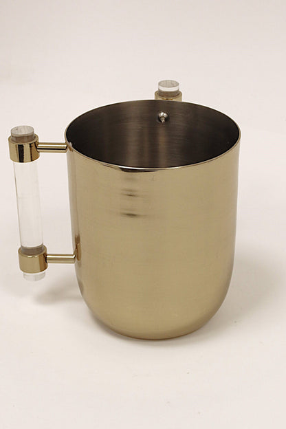 VIVIENCE - Metal Wash Cup Gold with Cylinder  Handles - 5.1"H: Silver/Clear Handles