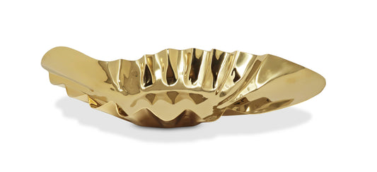 VIVIENCE - Gold Hammered Wavy Platter, 19.75"L
