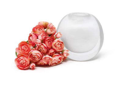 VIVIENCE - Double Wall, Inlay Glass Vase with Pink Flowers