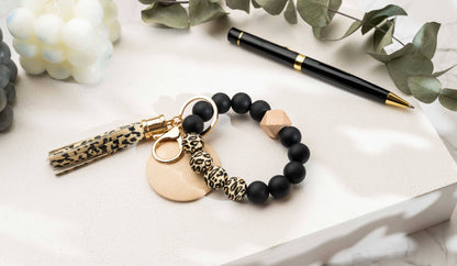 American Leather Goods - Keychain With Wristlet Bangle Bracelet, Keyring Bangle