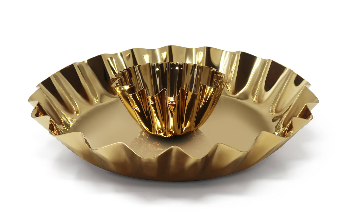 VIVIENCE - Stainless Steel Chip and Dip Bowl, 14.25"D