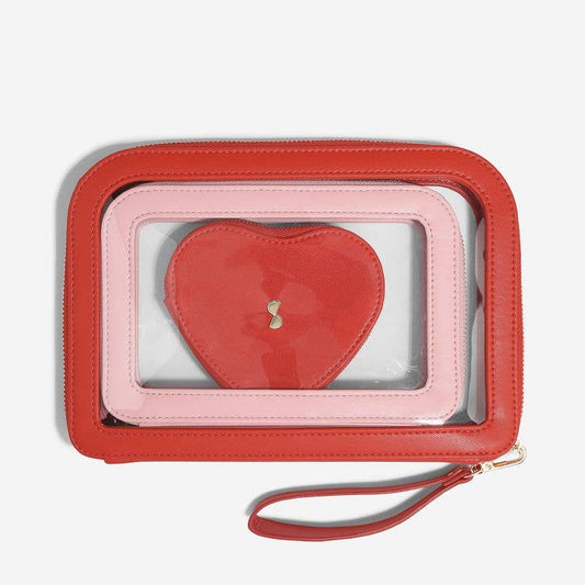 Stackers - Heart Travel Pouch Set - Cosmetic & Toiletry Bag