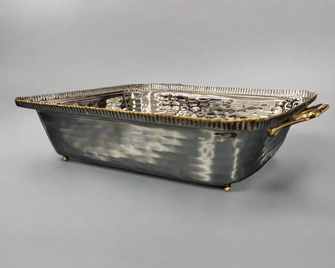TAJ Designs Hammered Pan Holder With Gold Accent