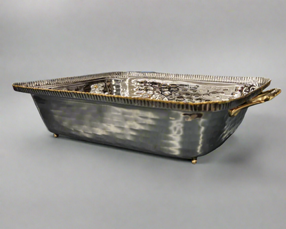 TAJ Designs Hammered Pan Holder With Gold Accent