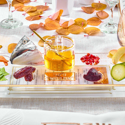 Waterdale Collection - Suspended Simanim Tray Card Set: Gold