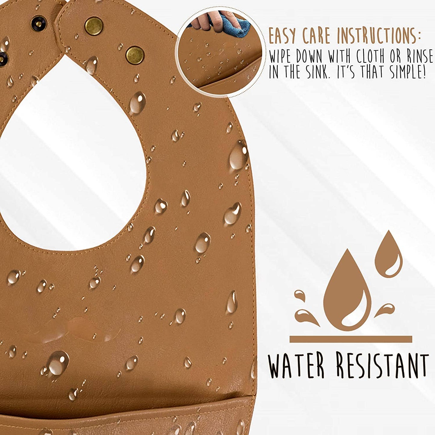 Bleu La La - Set of Soft Vegan Leather Easy Clean Bibs 9-18 Months: Muave & Ivory