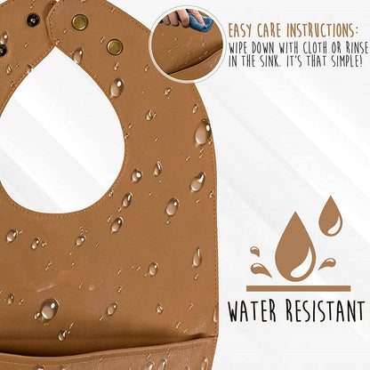 Bleu La La - Set of Soft Vegan Leather Easy Clean Bibs 9-18 Months: Muave & Ivory