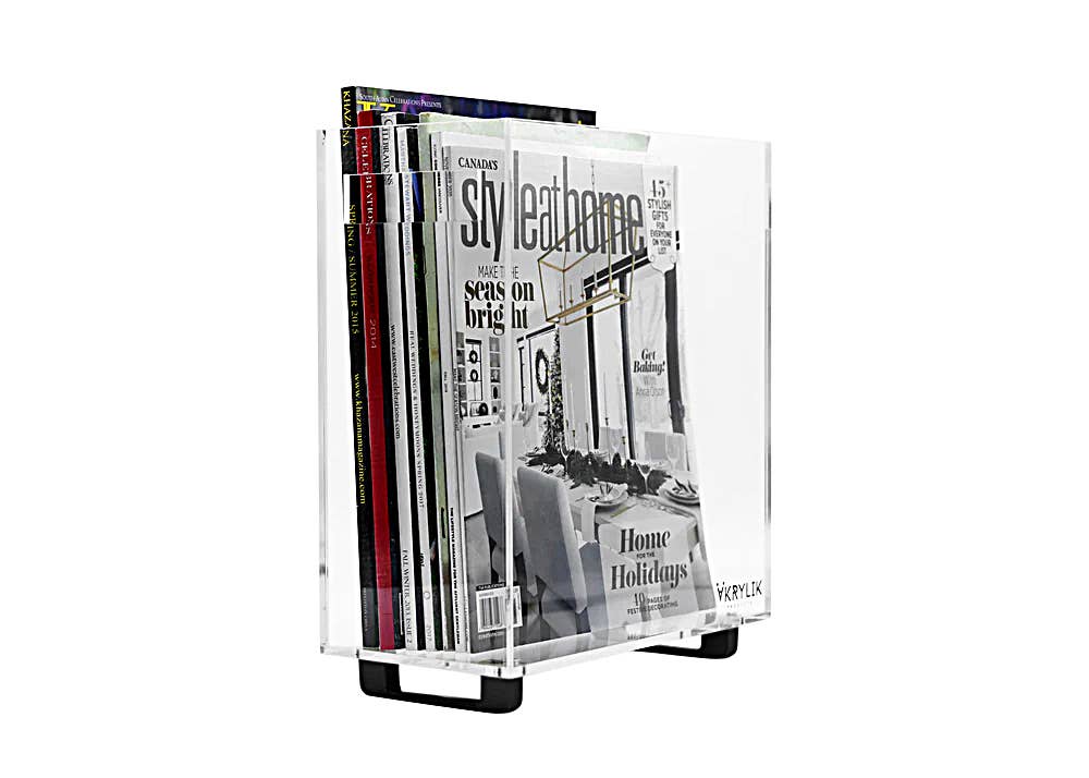 Krifts Products - Slim Magazine Holder Hand Crafted Acrylic: Gold