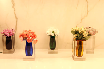 VIVIENCE - Double Wall Crystal Bud Vase Colored Inner