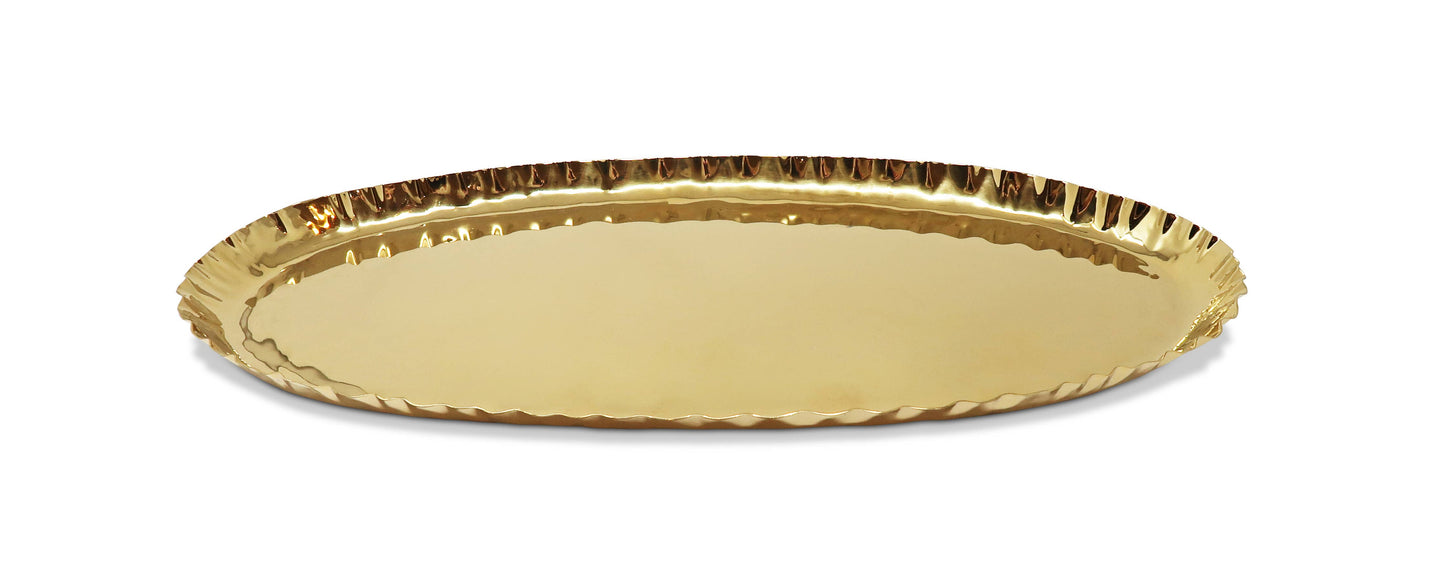 VIVIENCE - Stainless Steel Crushed Oblong Tray, 17.5"L