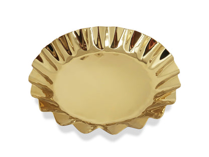 VIVIENCE - Stainless Steel Tray with Wavy Edge, 14.25"D