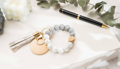 American Leather Goods - Keychain With Wristlet Bangle Bracelet, Keyring Bangle