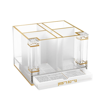 Feldart LLC - Classic Cutlery Holder with Salt & Bencher Set: Silver