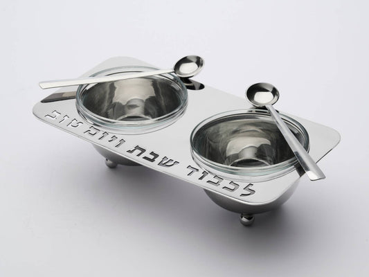 Godinger - Shabes Salt and Pepper Set with Spoons