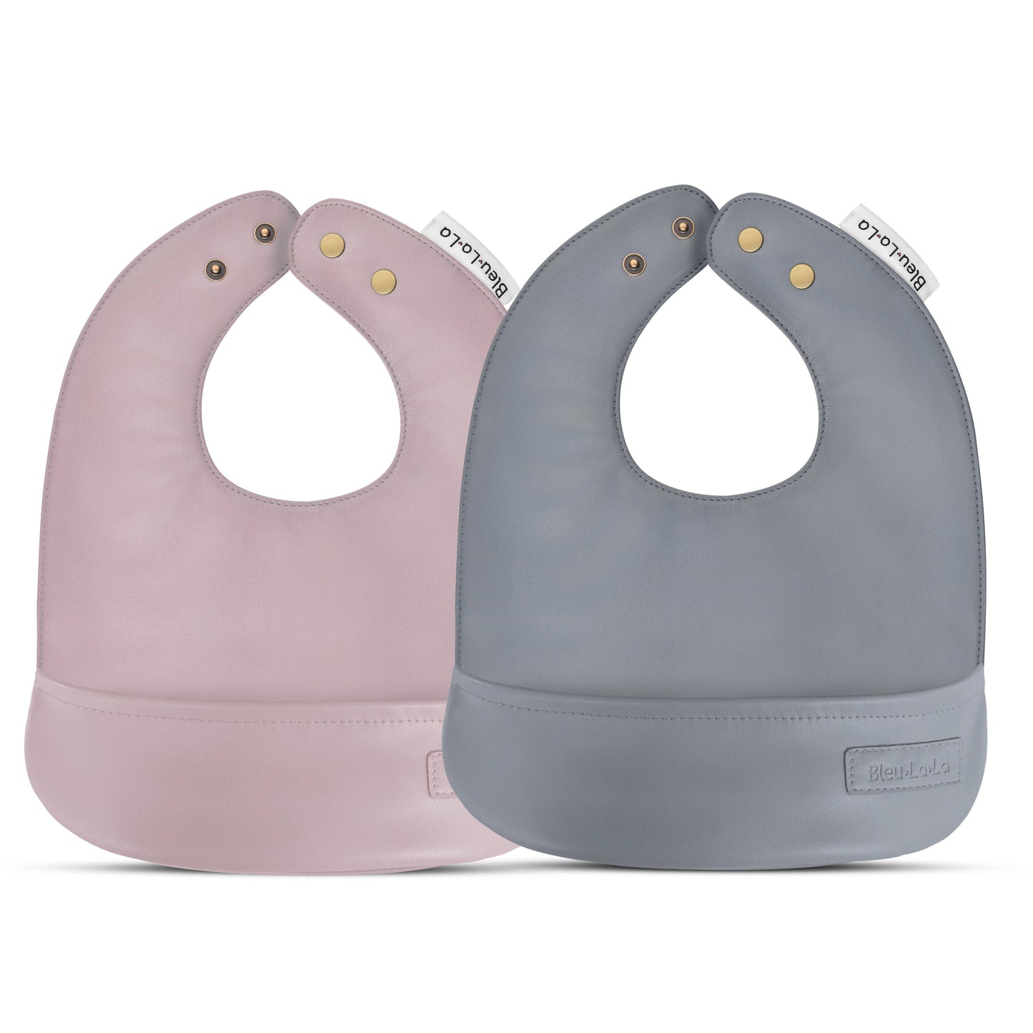 Bleu La La - Set of Soft Vegan Leather Easy Clean Bibs 0-12 Months: Muave & Ivory