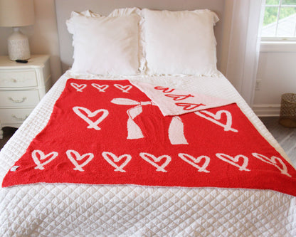 Lemonbella - Gianna Cozy Reversible Blanket Hearts & Bows 