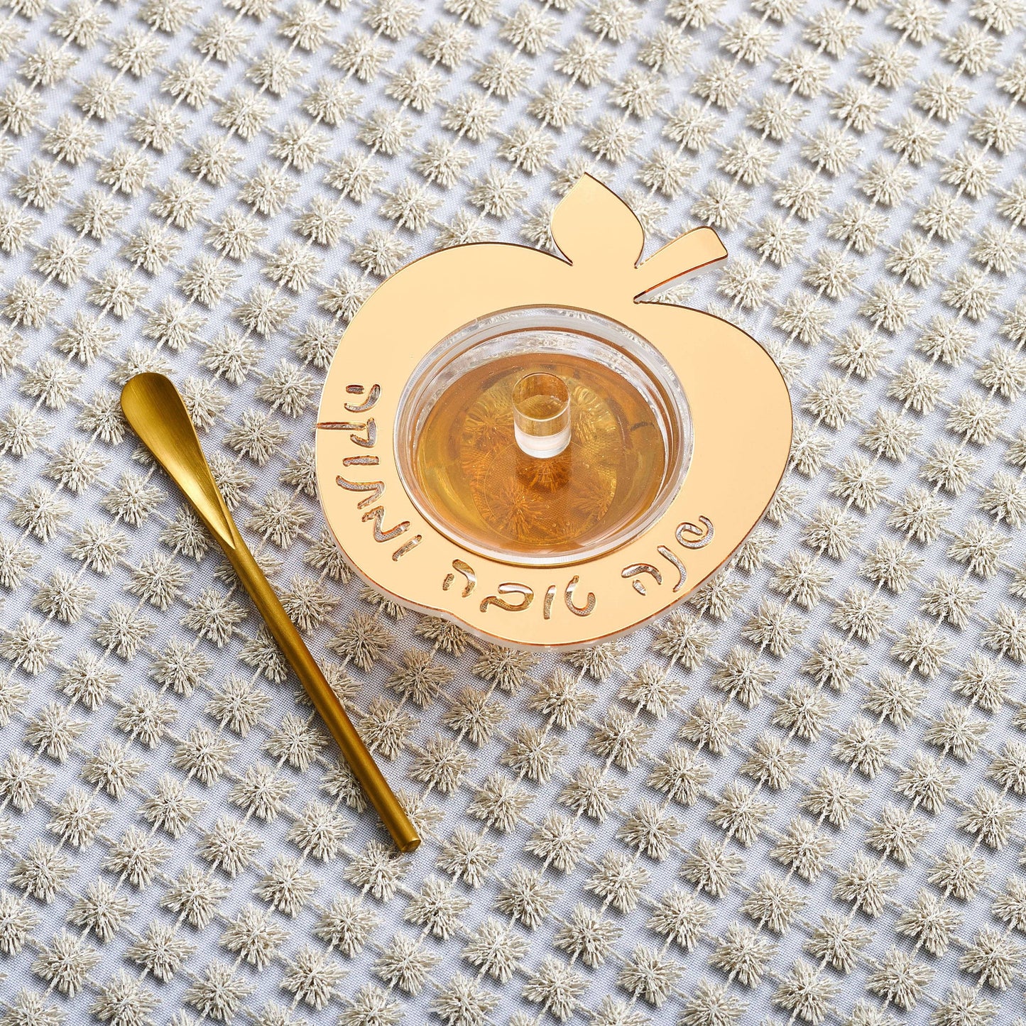 Waterdale Collection - Floating Apple Honey Dish: Gold